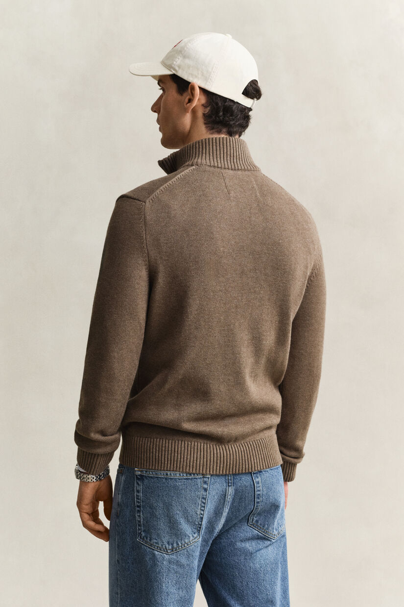 Pull en coton d&eacute;contract&eacute; &agrave; demi-zip