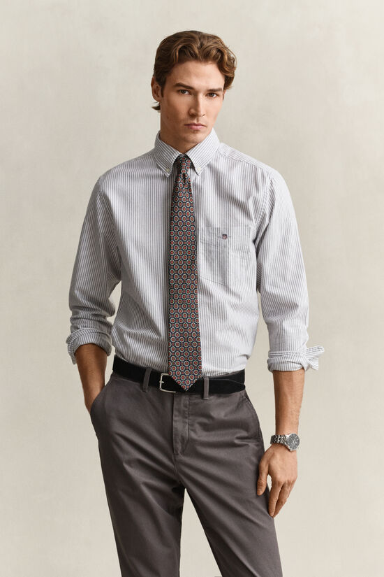 Chemise en coton Oxford regular classique &agrave; rayures