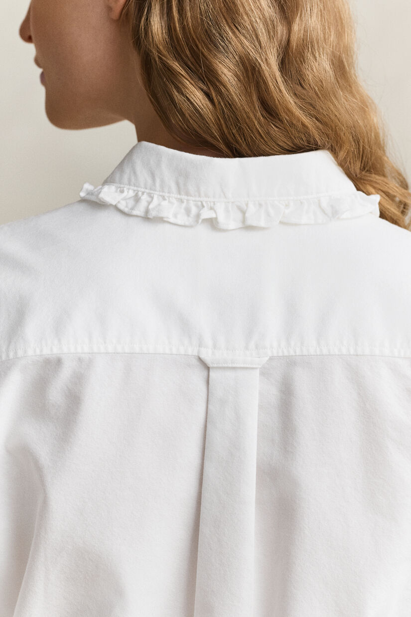 Chemise en coton Oxford classique &agrave; volants