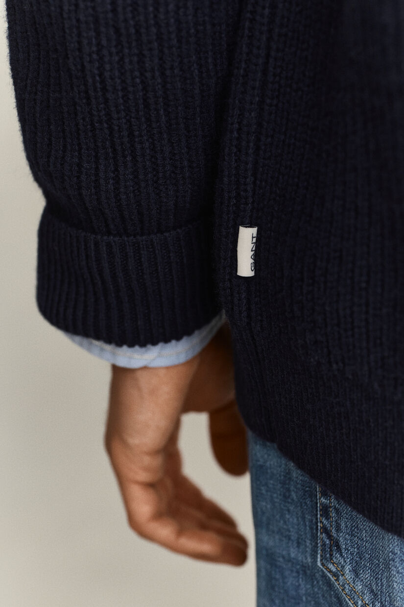 Cardigan en laine m&eacute;lang&eacute;e &agrave; rayures