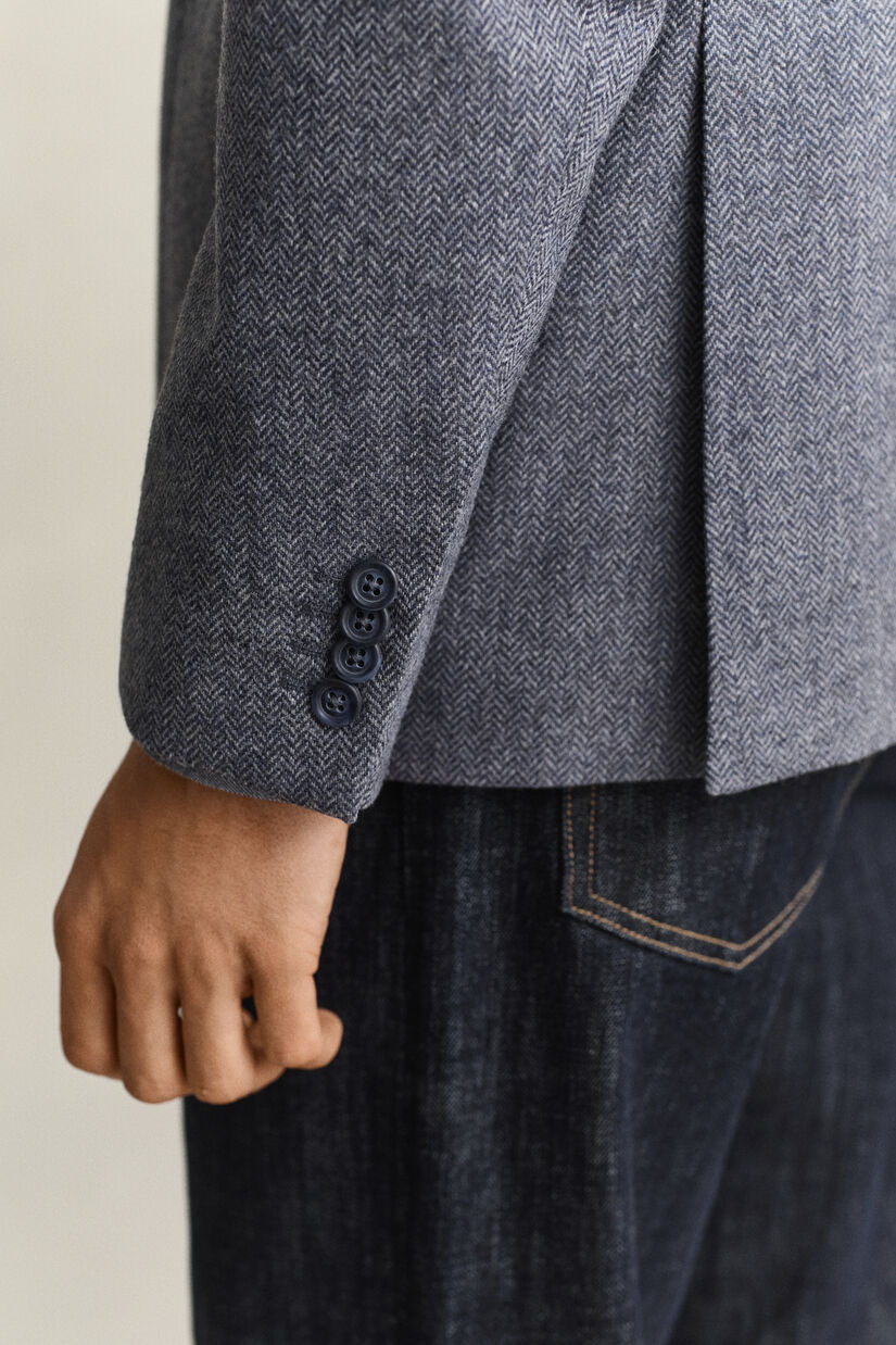 Veste de costume en laine &agrave; chevrons