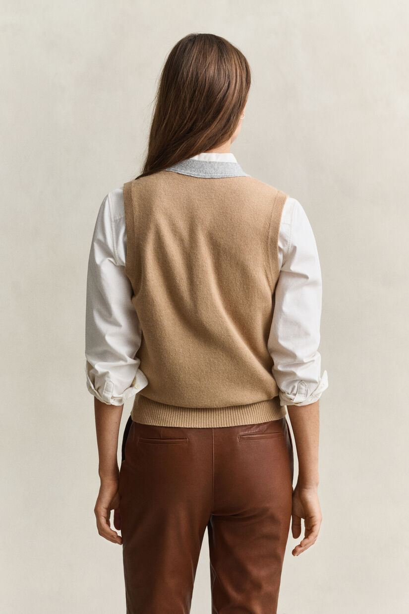 Pull sans manches en maille de couleurs contrast&eacute;es