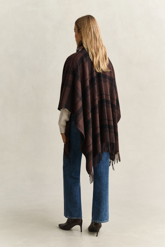 Poncho en laine &agrave; carreaux