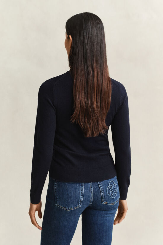 Pull col roul&eacute; en laine et coton