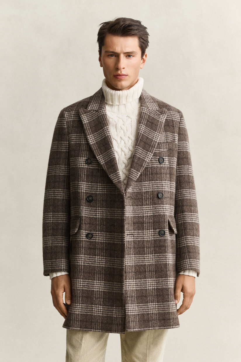 Manteau &agrave; boutonnage crois&eacute; en laine