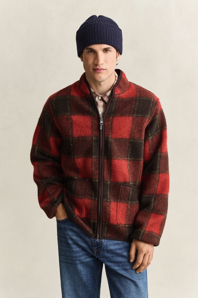 Veste en polaire &agrave; carreaux