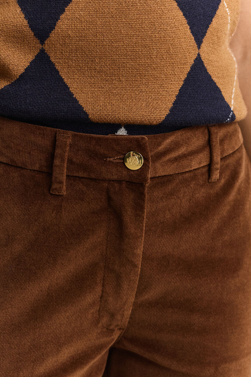 Pantalon &eacute;vas&eacute; en velours